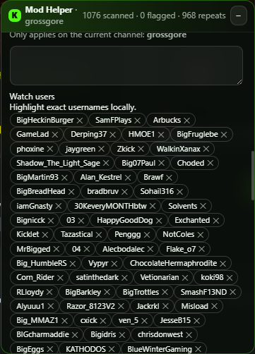 watch list panel